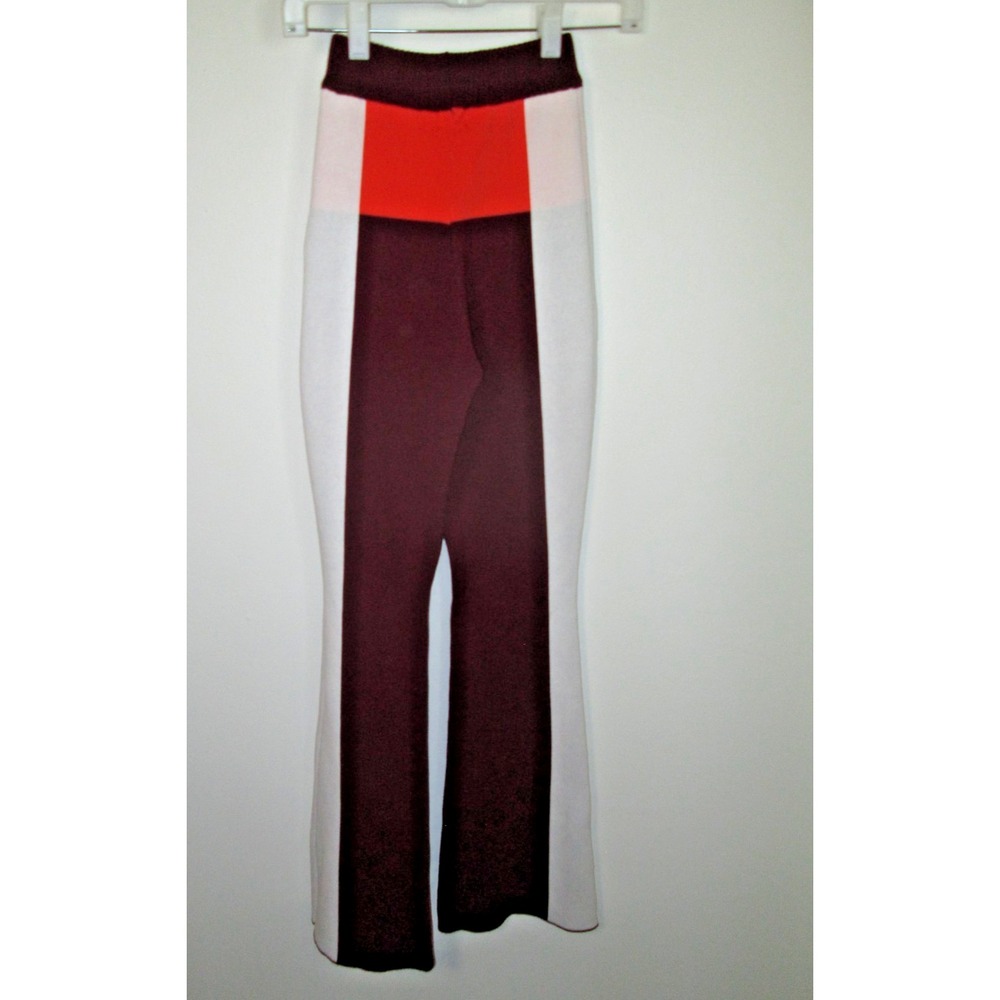 YLLW  Set Colorblock Size XS/S Burgundy Orange Knit‎ Cropped Top Flare Pants - Picture 6 of 12